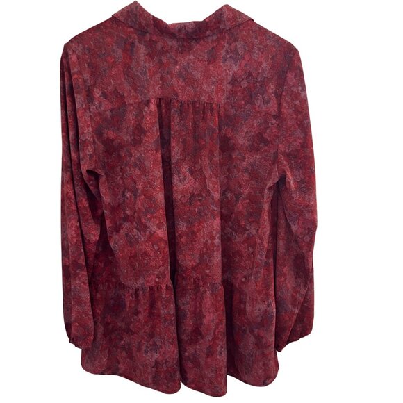 Logo Lori Goldstein Top Womens Medium Rust Button Up Lagenlook Blouse Artsy Boho - Picture 2 of 7